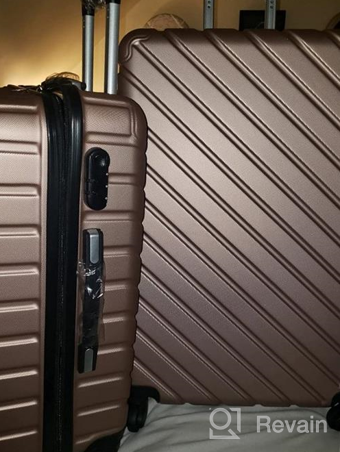 img 1 attached to 🧳 Travel in Style with Apelila's 4-Piece Hardshell Luggage Set in Rose Gold - Includes Spinner Wheels, Free Cover & Hanger review by Isaac Shankar