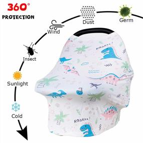 img 1 attached to HONGTEYA Baby Car Seat Covers Nursing Cover Soft Breathable Infant Car Seat Covers For Baby Multi Use Breastfeeding Cover Baby Stroller Cover Carseat Canopy For Boys And Girls Shower Gifts (Dinosaur5)
