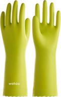 🧤 wahoo pvc dishwashing cleaning gloves: skin-friendly, reusable kitchen gloves with cotton flocked liner, non-slip medium size logo