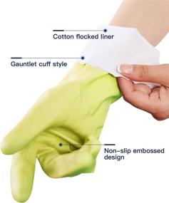 img 3 attached to 🧤 Wahoo PVC Dishwashing Cleaning Gloves: Skin-Friendly, Reusable Kitchen Gloves with Cotton Flocked Liner, Non-Slip Medium Size