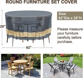 img 3 attached to Waterproof And Heavy-Duty 62-Inch Round Patio Furniture Cover Made Of 600D Oxford Cloth For Outdoor Dining Tables And Chairs Set - Ideal For Protecting Outdoor Furniture From Weather Elements