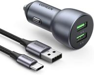 ugreen usb car charger quick charge 36w - ultimate fast charging adapter for iphone 13/12/11/se/8, ipad, galaxy s21/s20/s10+/note 20 (usb-a to c cable included) логотип