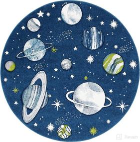 img 3 attached to 🌌 SAFAVIEH Carousel Kids Collection 3'x3' Round Navy/Ivory Outer Space Rug - Non-Shedding Rug for Playrooms, Nurseries, and Bedrooms