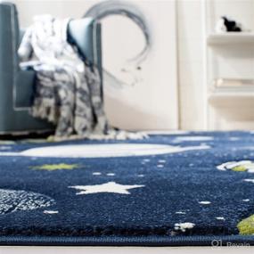 img 1 attached to 🌌 SAFAVIEH Carousel Kids Collection 3'x3' Round Navy/Ivory Outer Space Rug - Non-Shedding Rug for Playrooms, Nurseries, and Bedrooms