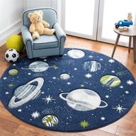 🌌 safavieh carousel kids collection 3'x3' round navy/ivory outer space rug - non-shedding rug for playrooms, nurseries, and bedrooms логотип