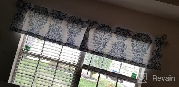 img 1 attached to Dusty Blue Floral Damask Medallion Pattern Valance Single Rod Pocket 52 Inch By 18 Inch Plus 2 Inch Header - DriftAway Samantha review by Pushkraj Barton