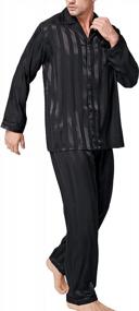 img 4 attached to Sleep In Style With Lonxu Men'S Silk Satin Button-Down Pajama Set