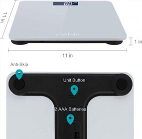 img 2 attached to Body Weight Scale For People, HIPPIH Battery-Powered Digital Bathroom Scale With Round Corner, 12X12 In Precise Grey Body Scale With Step-On Technology, Large Blacklit Display, 400 Pounds Max