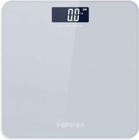 img 4 attached to Body Weight Scale For People, HIPPIH Battery-Powered Digital Bathroom Scale With Round Corner, 12X12 In Precise Grey Body Scale With Step-On Technology, Large Blacklit Display, 400 Pounds Max