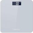 body weight scale for people, hippih battery-powered digital bathroom scale with round corner, 12x12 in precise grey body scale with step-on technology, large blacklit display, 400 pounds max logo