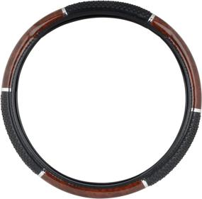 img 3 attached to Enhance Your Driving Experience with GG Grand General 54041 18-Inch Dark Wood Steering Wheel Cover featuring Black Hand Grips