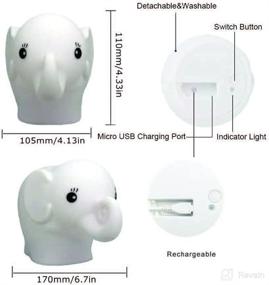 img 2 attached to 🐘 Elephant Night Light for Kids - Huggable Nursery Silicone LED Lamp with Remote Control, USB Rechargeable Battery, 9 Colors, Auto Timer Shutoff