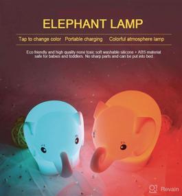 img 3 attached to 🐘 Elephant Night Light for Kids - Huggable Nursery Silicone LED Lamp with Remote Control, USB Rechargeable Battery, 9 Colors, Auto Timer Shutoff