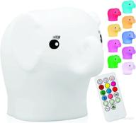 🐘 elephant night light for kids - huggable nursery silicone led lamp with remote control, usb rechargeable battery, 9 colors, auto timer shutoff логотип