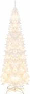 pre-lit artificial christmas tree 7ft white pencil slim hinged 800 tips 300 warm white lights 8 modes home office party holiday decor logo