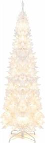 img 4 attached to Pre-Lit Artificial Christmas Tree 7Ft White Pencil Slim Hinged 800 Tips 300 Warm White Lights 8 Modes Home Office Party Holiday Decor