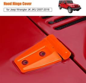 img 3 attached to Orange Hood Hinge Cover Trim Accessories for Jeep Wrangler JK & Unlimited 2007-2018: 2PCS