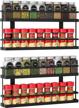 maximize your kitchen space with meiqihome 4 tier spice rack organizer - perfect storage solution for pantry, cabinet, door, wall mount, and countertop in sleek black design! logo