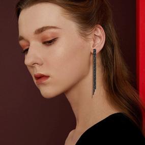 img 2 attached to Chic And Glamorous: 4 Pairs Of Clip-On Dangle Earrings For Women With Rhinestones, Tassels And Chandelier Designs - Perfect For Weddings, Bridal Parties, Proms, And Pageants