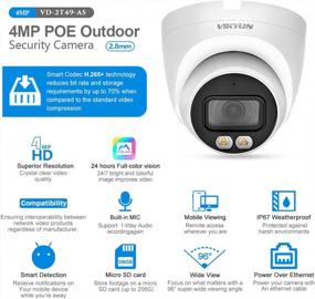 img 3 attached to Advanced Full-Color Night Vision Surveillance Camera With POE And MicroSD Recording - VD-2T49-AS 2.8Mm Lens, Built-In Mic, IP67 Outdoor Network Security Camera For Dahua Compatibility