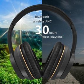 img 1 attached to 🎧 FMLOVES Active Noise Cancelling Headphones, Bluetooth 5.0 Over Ear Wireless Headphones with 30-Hour Playtime, Deep Bass, Foldable Wireless Headset, CVC 6.0 Mic, ANC Headphones for Travel and Work