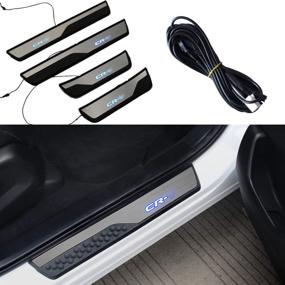 img 4 attached to 🚘 CEBAT 4Pcs LED Steel Car Door Sill Scuff Plate Guards for CRV 2017-2021 - Automotive Entry Guard Protectors