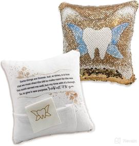 img 4 attached to 🦷 Tooth Fairy Pillow for Girls and Boys - Reversible Sequin Pillow with Tooth Pouch and Holder - Ideal Tooth Fairy Gifts for Girls or Boys