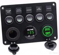 🚗 cllena dual usb socket charger with led voltmeter, 12v power outlet, and 5 gang toggle switch - perfect for cars, boats, rvs, trucks, and campers (green) logo