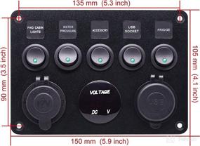 img 2 attached to 🚗 Cllena Dual USB Socket Charger with LED Voltmeter, 12V Power Outlet, and 5 Gang Toggle Switch - Perfect for Cars, Boats, RVs, Trucks, and Campers (Green)