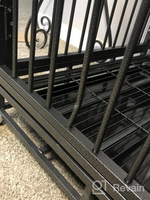 img 1 attached to Heavy Duty 36" Dog Crate Cage With Lockable Wheels, Double Door & Removable Tray - PawHut Grey review by Angel Young