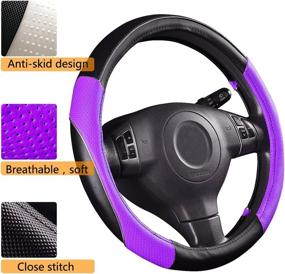 img 1 attached to CAR PASS Rainbow Steering Wheel Cover With PVC Leather Universal Fits For Truck