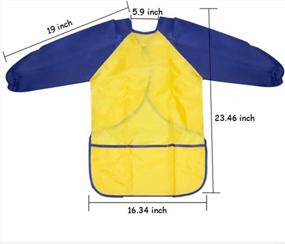 img 3 attached to CUBACO 2 Pack Kids Art Smock Kids Waterproof Painting Apron Children'S Artist Apron With Long Sleeve And 3 Pockets
