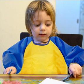 img 1 attached to CUBACO 2 Pack Kids Art Smock Kids Waterproof Painting Apron Children'S Artist Apron With Long Sleeve And 3 Pockets