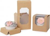 yotruth 100 упаковок, индивидуальные коробки для кексов 3,5 x 3,5 x 3,5 дюйма, коричневые автоматически всплывающие коробки для выпечки на свадьбу, мини-контейнер для кексов логотип