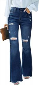 img 3 attached to Distressed High Waisted Flare Jeans For Women By LookbookStore - Bell Bottom Denim Bootcut Jeans Perfect For 70S Inspired Outfits