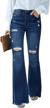 distressed high waisted flare jeans for women by lookbookstore - bell bottom denim bootcut jeans perfect for 70s inspired outfits logo
