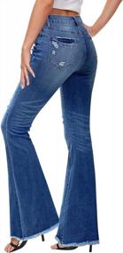 img 1 attached to Distressed High Waisted Flare Jeans For Women By LookbookStore - Bell Bottom Denim Bootcut Jeans Perfect For 70S Inspired Outfits