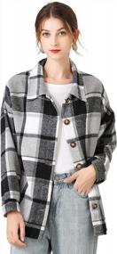 img 4 attached to Women'S Plaid Shacket Jacket: Liengoron Flannel Shirt Jacket With Long Sleeves, Button Down And Casual Style For Fashionable Fall Look