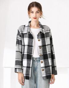 img 3 attached to Women'S Plaid Shacket Jacket: Liengoron Flannel Shirt Jacket With Long Sleeves, Button Down And Casual Style For Fashionable Fall Look