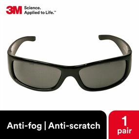 img 2 attached to 3M Moon Dawg Safety Glasses, ANSI Z87 Anti-Fog Gray Lens, Black Frame With Wide Temples, Lightweight & Durable