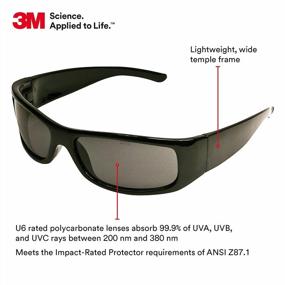 img 3 attached to 3M Moon Dawg Safety Glasses, ANSI Z87 Anti-Fog Gray Lens, Black Frame With Wide Temples, Lightweight & Durable