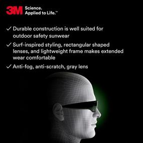 img 1 attached to 3M Moon Dawg Safety Glasses, ANSI Z87 Anti-Fog Gray Lens, Black Frame With Wide Temples, Lightweight & Durable