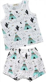 img 3 attached to AYIYO Summer Baby Fruit Print Cotton Tank Tops + Shorts Harem Pants Set