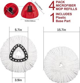 img 2 attached to 🧹 4-Pack Spin Mop Replacement Heads - Includes 1 Rotating Mop Base - EasyWring Mop Refills for O Cedar Mop - Microfiber Mops for Floor Cleaning - Triangle Spin Mop Compatible