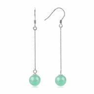 jade drop dangle earrings for women natural green jade sterling silver hypoallergenic gold threader earrings lucky jewelry gift for graduation birthday anniversary holidays (8mm sphere, light green) logo