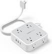 900 joules surge protector ultra thin flat extension cord with 8 outlets & 3 usb charger (1 usb c port) - perfect for office, travel & dorm room essentials! logo
