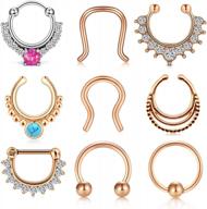 16 gauge septum ring nose piercing jewelry - clicker captive bead horseshoe, tragus helix cartilage daith rook lip eyebrow rings for women men by willten logo