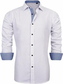 img 4 attached to Regular Fit Men'S Button Down Shirt With Long Sleeve And Printed Design - Perfect For Casual Dressing Up By J.Ver