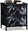 sorbus 2-drawer nightstand - bedside end table with steel frame, wood top & marble print fabric bins - small dresser chest for home, bedroom accessories & office logo
