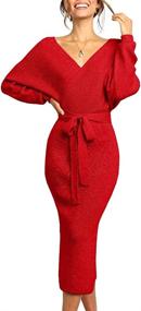 img 3 attached to Women'S Sexy Wrap V Neck Slit Open Back Maxi Sweater Dress With Belt - Chang Yun